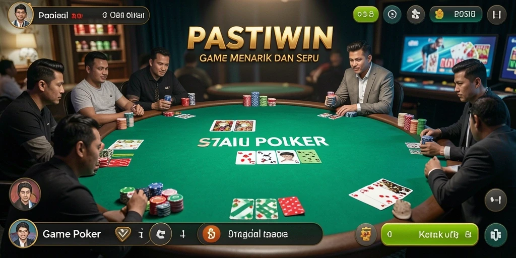 Tampilan gameplay PASTIWIN yang menegangkan saat bermain poker.