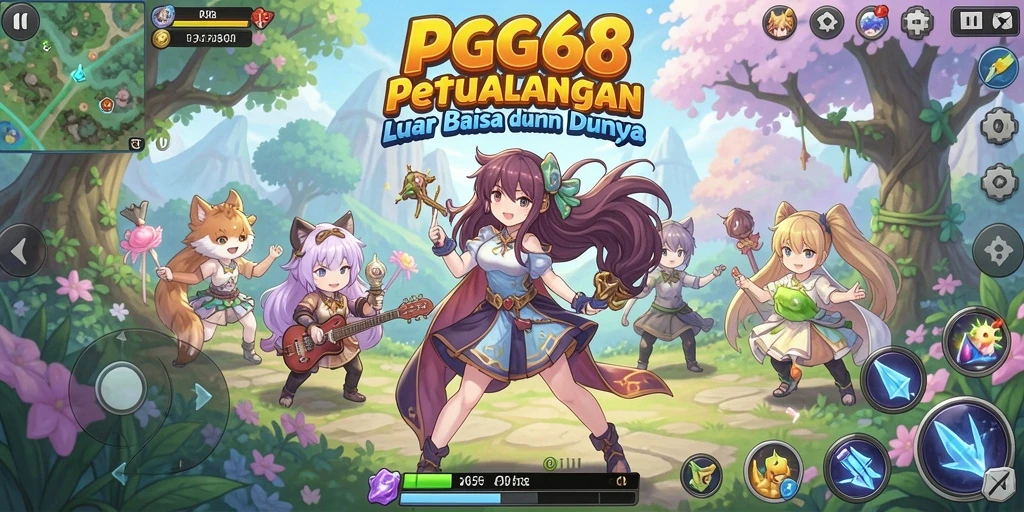 Tampilan menakjubkan dari gameplay PGG68 yang penuh karakter anime.