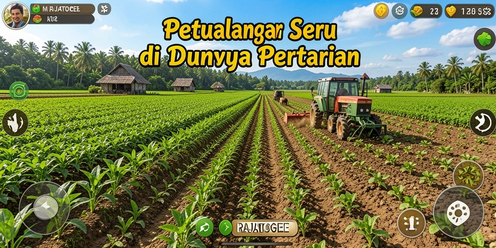 Screenshot seru menampilkan gameplay pertanian di RAJATOGEL.
