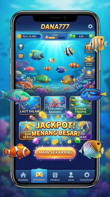 Screenshot aplikasi dana777 menampilkan berbagai kategori yang tersedia.
